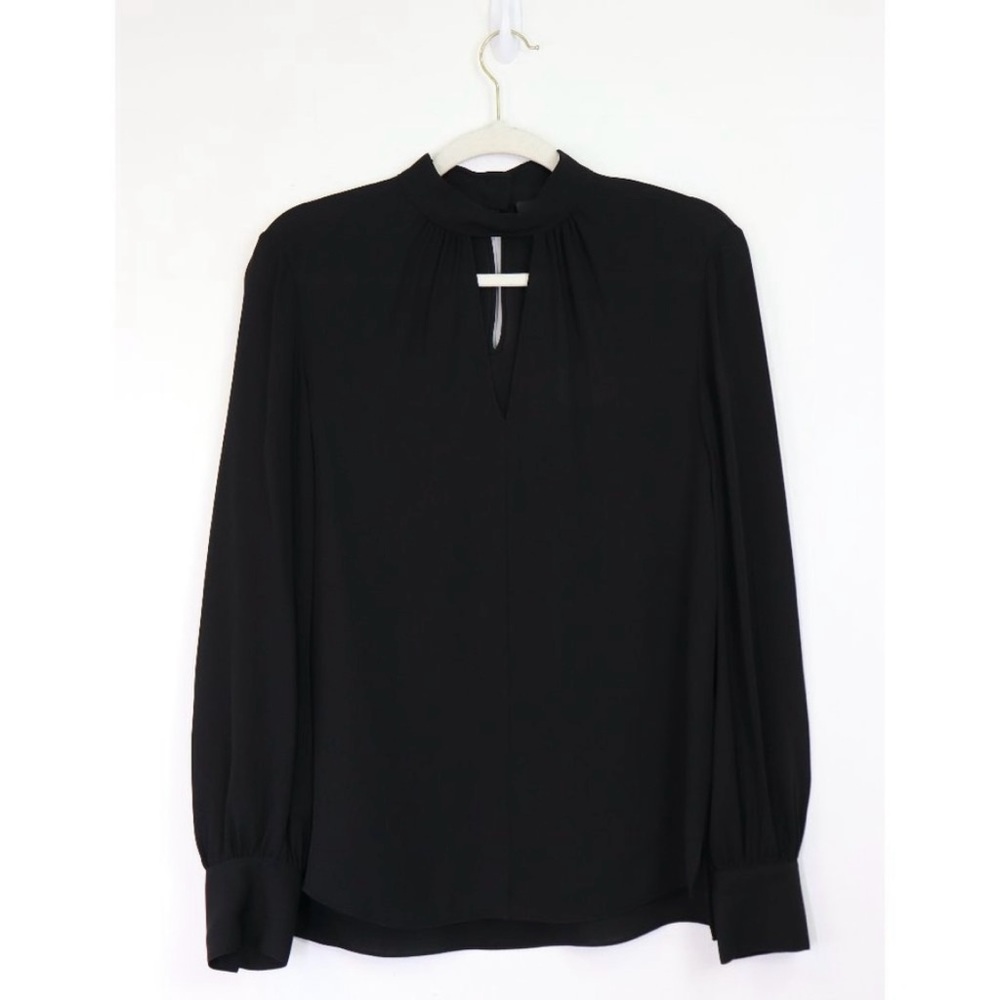 Theory Neck Band Blouse in Black Silk, Size Small - Picture 7 of 14